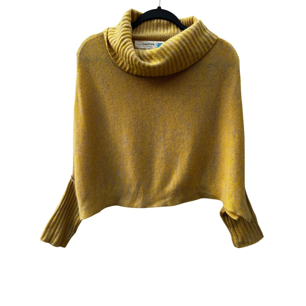 Sparrow Anthropologie Mustard Yellow 100% Cashmere Cowl Neck Boxy Sweater XS